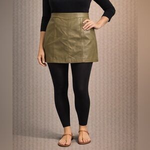 Shinestar Olive Faux Leather Mini Skirt
